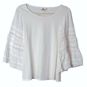 One‎ September Anthropologie Southern Eyelet Bell Sleeve Blouse NWT XS #A88907